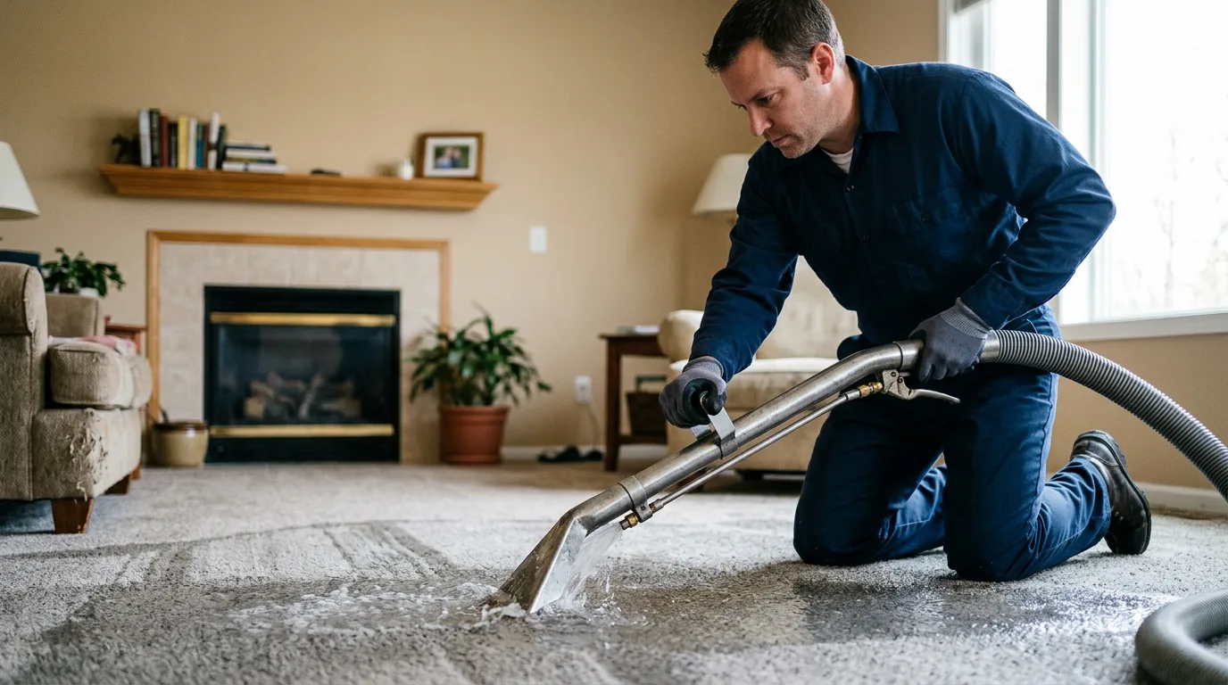 Water damage restoration technician working near Oak Hill, WV
